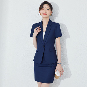 Hotel Receptionist Suit Short Sleeve <b>Black</b> Pencil Skirt Formal <b>Work</b> Uniform Anti-Wrinkle Woven Fabric - Product Image 4