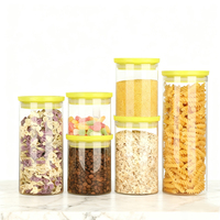YOLOWE HOME Contenants de conservation des aliments en verre hermétiques avec couvercles pour farine, sucre, biscuits, bonbons, épices, noix, grains de café, étiquettes pour le garde-manger