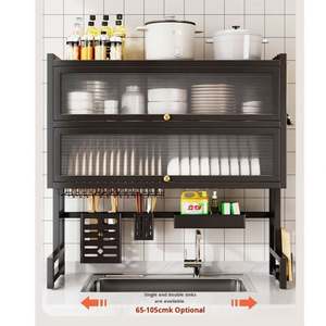 Escurridor de Platos de Doble Capa Grande con Drenaje, de Acero al Carbono para Encimera, Organizador de Cocina - Product Image 5