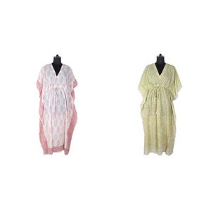 Nouveau femmes longue caftan 2025 Anokhi Caftan Maxi robe Floral bloc imprimé vêtements de détente Anokhi tirer chaîne caftan Boho nouveau bloc à main - Product Image 1