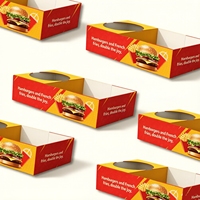 Caja para Hamburguesas Multifuncional de Cartón Ecológico con Personalización de Fábrica, Laminación Mate, para Bebidas y Papas Fritas