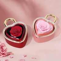 Nouvelle Arrivée : Boîte à Bijoux Cœur avec Rose Éternelle et Collier, Coffret Cadeau Saint-Valentin pour Bague et Collier, Dropshipping