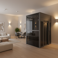 Ascenseur domestique moderne avec contrepoids arrière, cabine en verre, pour villa familiale