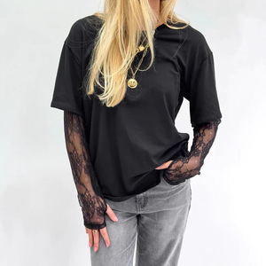 <span class=keywords><strong>T</strong></span>-<span class=keywords><strong>shirt</strong></span> ample en coton pour <span class=keywords><strong>femme</strong></span>, style anglais, sexy et original, col rond, design de niche, collection é<span class=keywords><strong>t</strong></span>é européenne et américaine - Product Image 3