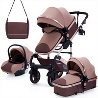 Poussette en alliage d'aluminium à siège réversible, inclinable à plat, avec amortissement des chocs sur quatre roues, pliable et multifonctionnelle, pour bébés de 0 à 6 mois