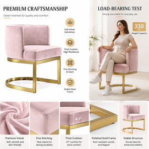 <span class=keywords><strong>Chaise</strong></span> de vanité haut de gamme en <span class=keywords><strong>velours</strong></span> avec structure métallique <span class=keywords><strong>cantilever</strong></span> dorée pour salons de luxe – Vente en gros - Product Image 2