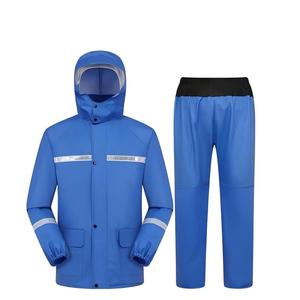 2-Piece Adult Reflective Waterproof Rain Suit <strong>Rubber</strong> PVC Knitted Hooded <strong>Raincoat</strong> With Face Visor <strong>for</strong> Outdoor Work Scooter Travel - Product Image 2