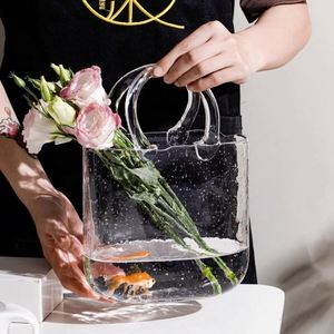 IStapromo Gifts Modern Art Deco Design Handheld <b>Small</b> Colored Glass <b>Vase</b> for Aquatic <b>Flower</b> Arrangement for Fish Tank Home - Product Image 6