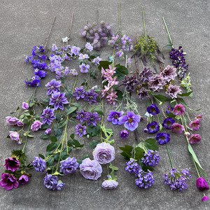 Bouquet de fleurs artificielles en soie, série violette, orchidées, hortensias, roses, pivoines, fournitures de décoration de mariage, vente en gros - Product Image 1