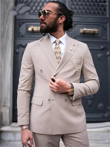 ชุดสูทผู้ชายแบบคลาสสิก 2 ชิ้น แบบเรียบง่าย กระดุมสองแถว สง่างาม เหมาะสำหรับเจ้าบ่าว งานแต่งงาน งานเลี้ยงอาหารค่ำ งานพรอม งานปาร์ตี้ แจ็คเก็ตและกางเกงแบบสั่งตัดได้ - Product Image 4