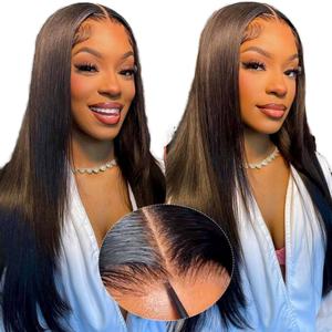 Perruque sans colle en cheveux humains lisses, 6x5 pré-coupée, perruques sans colle pré-épilées, perruques avec fermeture en dentelle HD pour femmes - Product Image 1