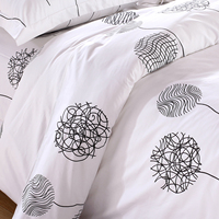 Parure de lit de luxe en coton 100% anti-bactérien 250TC, motif uni simple, pour usage domestique et hôtelier, 4 pièces
