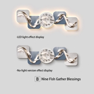 <span class=keywords><strong>Orologio</strong></span> da Parete LED Moderno e Lussuoso, Decorazione Artistica Astratta a Forma di Pesce, <span class=keywords><strong>Orologio</strong></span> Silenzioso con Luce per Arredamento Casa - Product Image 3