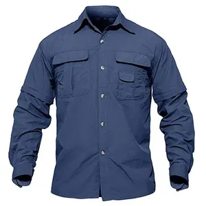 Spring new fashion 100% organic cotton mechanic fishing hunting outdoor shirts for men