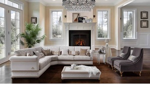 Set di Divani di Lusso in Stile Europeo <span class=keywords><strong>Antico</strong></span> Nero per Soggiorno, Divano Angolare - Product Image 2