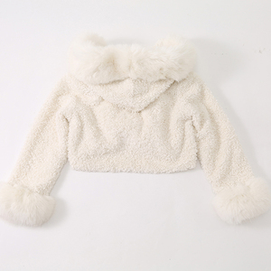 مهرجان معطف فرو صناعي دافئ أبيض سميك للنساء السيدات في الشتاء مع مقنعين - Product Image 2