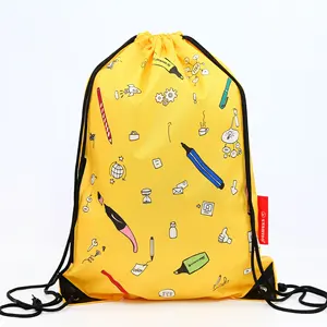 Wholesale China Supplier Polyester Full page printing Backpack Drawstring Gift Bag Custom Logo Sport Draw String Bag