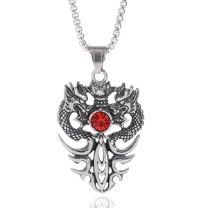 Collar con Colgante de Espada Cruzada de Doble Dragón para Hombre, Acero Inoxidable 316L, Estilo Punk Vintage, Joyería de Moda Animal, Venta al por Mayor - Product Image 1