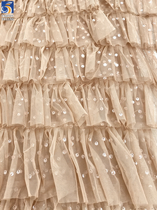 YX1151 di alta qualità 200gsm maglia 3D <span class=keywords><strong>Tulle</strong></span> <span class=keywords><strong>rosso</strong></span> gonna gonfia tessuto con paillettes <span class=keywords><strong>Tulle</strong></span> <span class=keywords><strong>Tulle</strong></span> per bambina 'vestito da principessa 5 yarde - Product Image 2