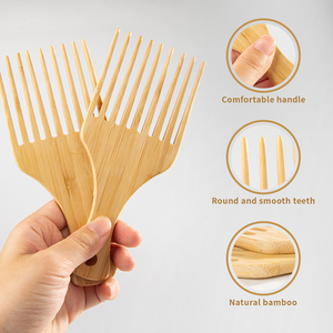 Peigne à cheveux <span class=keywords><strong>r</strong></span>étro à dents larges en bois de bambou, personnalisé avec un logo, écologique, fait à la main, pour salon de <span class=keywords><strong>coiffure</strong></span>, pour hommes, pour le soin des cheveux, pour le coiffage - Product Image 3