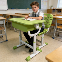 Ensemble de chaise et de bureau d'écolier ergonomiques en plastique, design moderne, hauteur réglable, pour les écoles - Vente en gros directe d'usine
