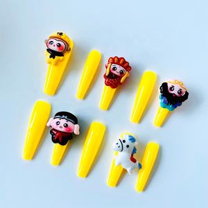 米米女士3D设计超长棺材ABS手工压入式指甲尖24pcs旅程西悟空可重复使用人造 - Product Image 3