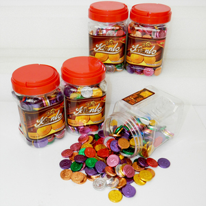 Monedas de Chocolate de Aluminio Dorado de Calidad Fina al por Mayor, Producto Halal, Lingotes de Chocolate con Leche en Forma de Moneda de Oro - Product Image 1