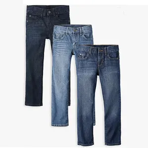 New Design Kids Denim Jeans Full Length Black Blue Jeans Boys Elastic Waist Pants Children's Clothing