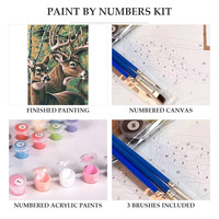 Kit de peinture par numéros personnalisé, cerf, faune, peinture à l'huile acrylique DIY sur toile, 40 x 30 cm, sans cadre, décoration murale