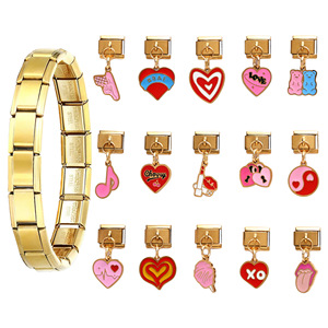 Fashion Charm Bracelet Set Gold Tone Heart Lips Cartoon DIY Jewelry Women's Gift Accessory - Product Image 1