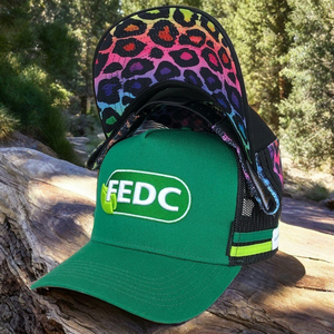 Personalizzare il Logo alto profilo striscia di <span class=keywords><strong>5</strong></span> pannelli occidentale berretto da camionista cappello lato a strisce kaki da uomo donne Australia paese cappellini camionista - Product Image 1