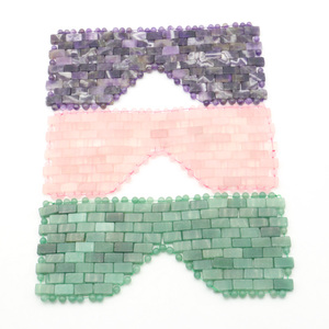 Masque pour les yeux en perles de cristal naturel faites à la main, artisanat de guérison en cristal, avec boîte pour cadeaux, vente en gros - Product Image 1