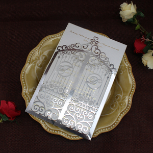 Bán Hot Độc Đáo Vàng Và Bạc Sang Trọng Trống Laser Cắt Thiệp Mời Đám Cưới - Product Image 5