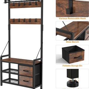 Home-use floor-<b>standing</b> coat rack, <b>hat</b> rack, and shoe rack, multi-functional with storage drawers, thickened, cross-border - Product Image 4