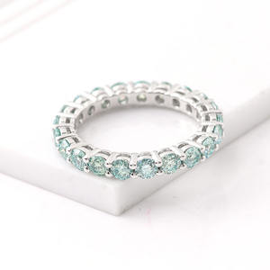 Anello di fidanzamento per matrimonio con anello di fidanzamento in argento 925 sterl <span class=keywords><strong>moissanite</strong></span> tondo verde acqua - Product Image 2