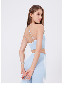 Wholesale Women T Strap Halter <b>Back</b> Yoga Crop Tanks Stretch Padded Athletic Sports <b>Bra</b> Medium Support Fitness Pilates Activewear - Product Image 3