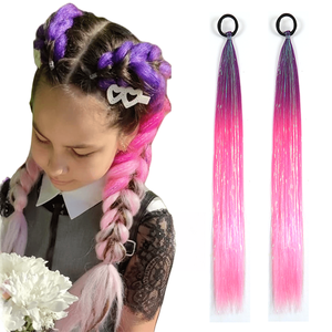 Extensiones de oropel de alta calidad de 24 pulgadas, cola de caballo larga y recta, cola de caballo falsa, postizo único, fibra de alta temperatura - Product Image 4