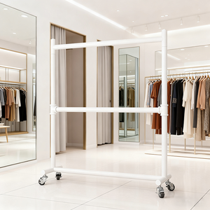 Scaffali Metallici MR23 a Due Ripiani, Espositore per Centri Commerciali, Rastrelliera Smontabile per Sciarpe e <span class=keywords><strong>Abbigliamento</strong></span> - Product Image 6