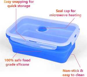 Boîte à lunch Bento pour enfants Boîte à lunch pliable en silicone Bpa Boîte à lunch pliante en silicone - Product Image 2