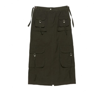 Nouvelle arrivée, jupe cargo midi décontractée pour femmes, respirante, personnalisée, légère, 100% coton, multi-poches - Product Image 2