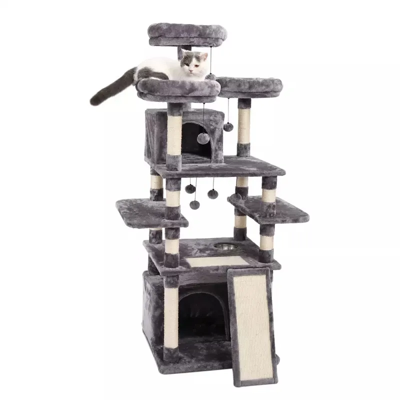 Modern Cat Tree Scratcher Cat Condo Tower Cat Activity Tree Grey