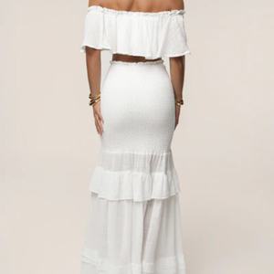 ชุดเซ็ต 2 ชิ้น กระโปรงยาวทรงเข้ารูปเอวสูงจีบสีพื้นใหม่ พร้อมเสื้อแฟชั่นผู้หญิง แต่งระบายชายกระโปรงแบบเค้ก - Product Image 6