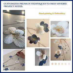 Tùy chỉnh UV in 3D bức tranh tường hình nền Rừng Hoa nhiệt đới nổi thêu tay sơn chinoiserie hiện đại không thấm nước - Product Image 6