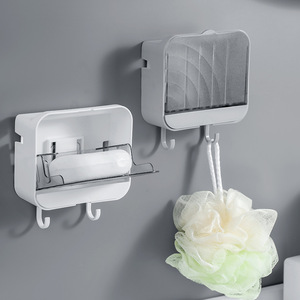 Soap Dish Wall Mount Double Layer With Lid Drainage For Bathroom Dormitory Minimalist Design PP Material - Product Image 1