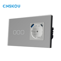 CNSKOU 16A Enchufe de Pared Inteligente WiFi con Marco de Doble Cristal, Estándar Europeo Nuevo, Enchufe Eléctrico Alemán Tuya