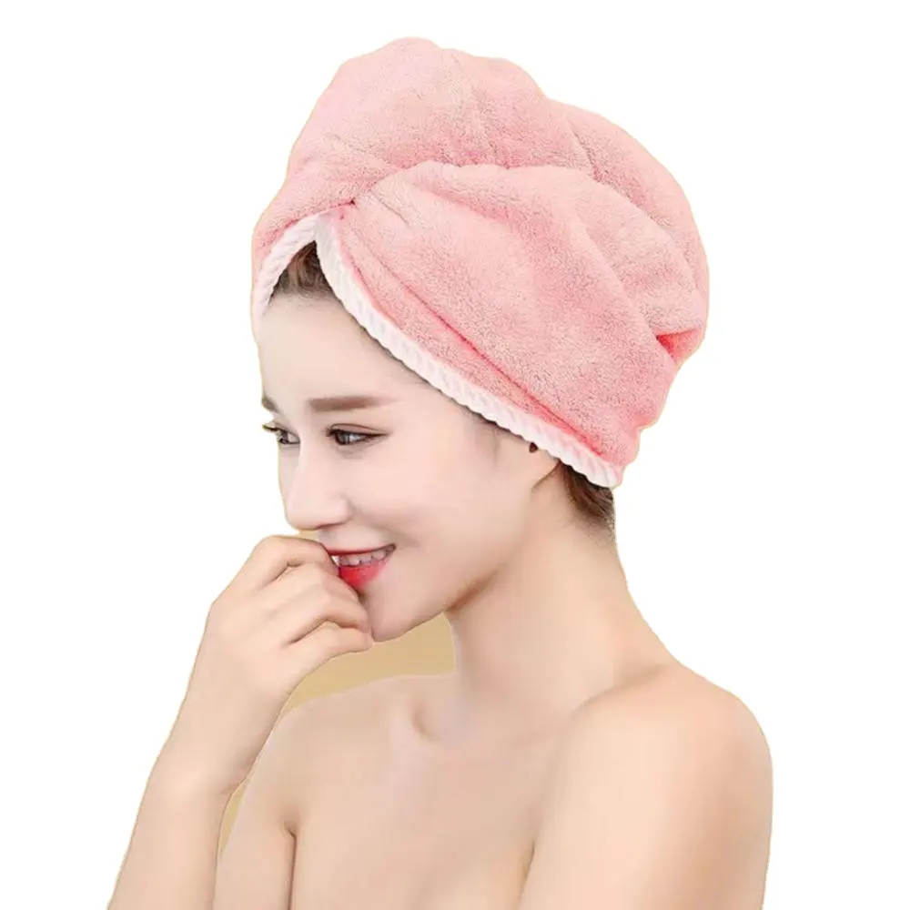 Ultra Absorbent Double Layer Hair Drying Cap Thickened Quick Drying Towel Hat for Home Hair Wrap Turban Shower Cap for Women