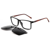 Lunettes de soleil polarisées à clip magnétique pour myopie, montures optiques rectangulaires en TR90 et acétate, faible MOQ