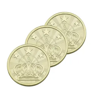 Pièces de monnaie en laiton de 1.85Mm d'épaisseur pour Machine à laver, motif couronne en acier inoxydable doré, jetons de jeu