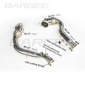 Bargee Cell Catted Knalpot Downpipe, Konverter Katalis Downpipe Downpipe Downpipe untuk BMW N54 3.0T 2004-2012 E82 1M 3.0T N54