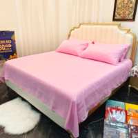 Parure de lit 6 pièces unie respirante et douce, drap-housse king size pour la maison, en stock